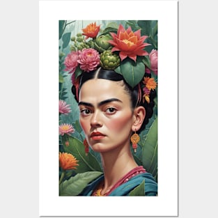 Frida's Radiant Reverie: Colorful Portrait Illustration Posters and Art